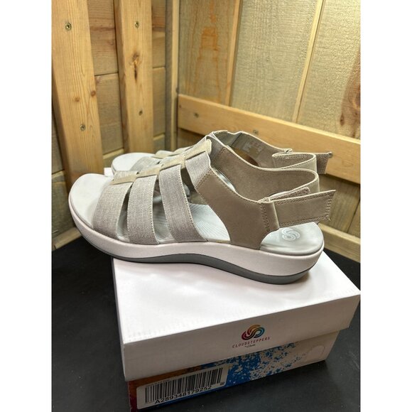 Clarks Cloudsteppers Womens Sandals 9.5W Sand Elastic Straps - Picture 7 of 9